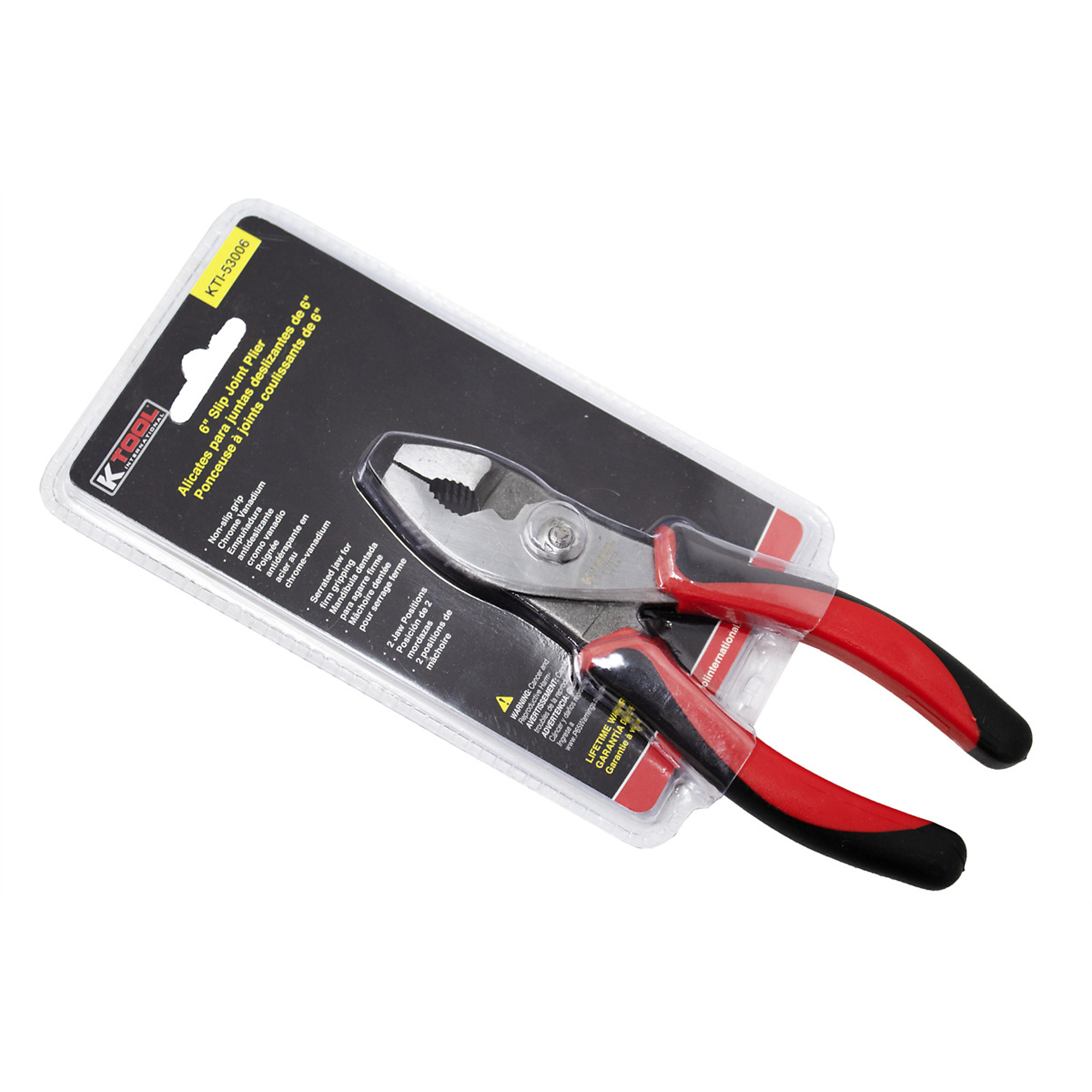 K Tool International Slip Joint Pliers — 6in., Chrome Vanadium Steel, Red Handle, Model# KTI53006